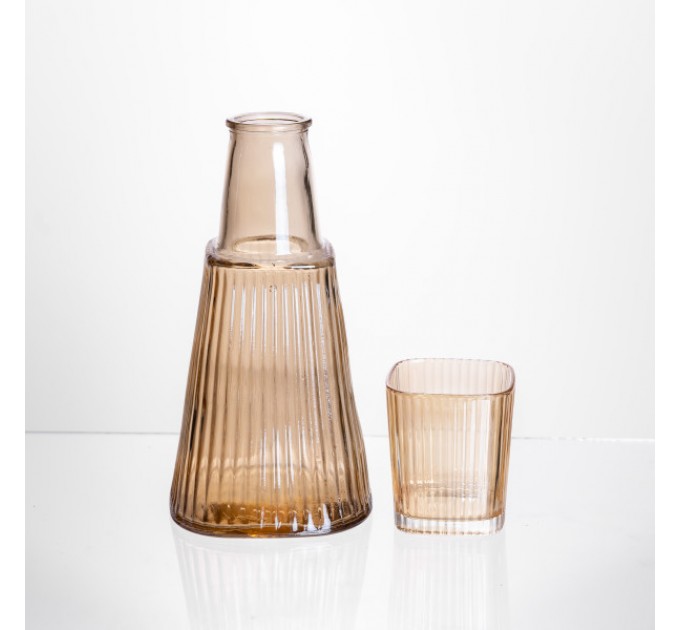 Графин зі склянкою-кришкою 1/0,2 л рифлений, карамель