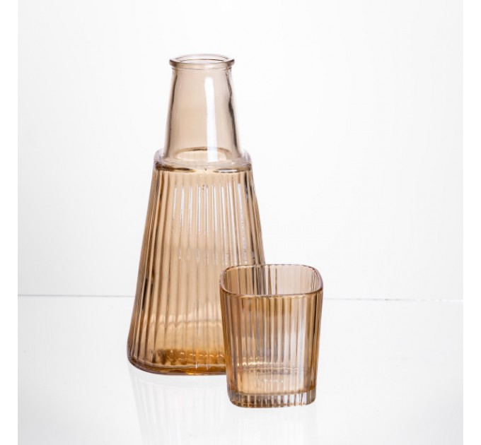 Графин зі склянкою-кришкою 1/0,2 л рифлений, карамель