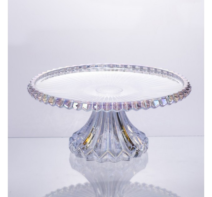 Тортівниця на ніжці із товстого скла 26 см кругла