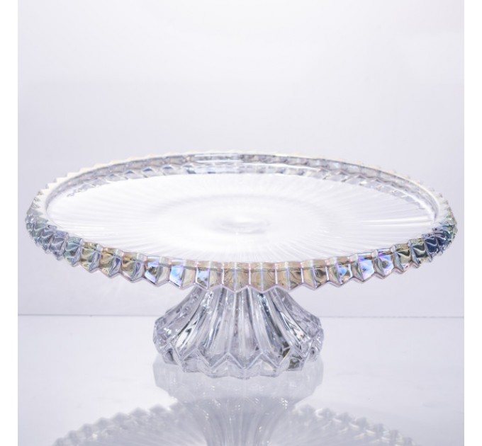 Тортовщица на ножке из толстого стекла 32 см круглая
