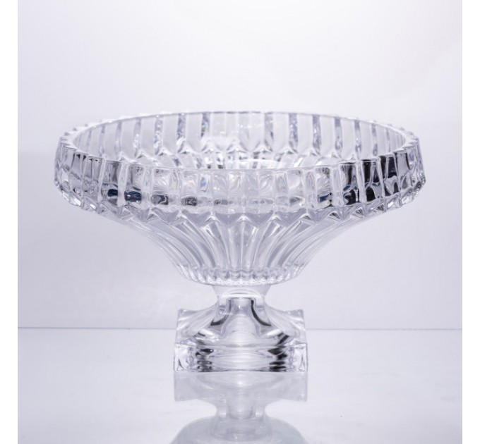 Фруктовниця із товстого скла 29 см на квадратній ніжці