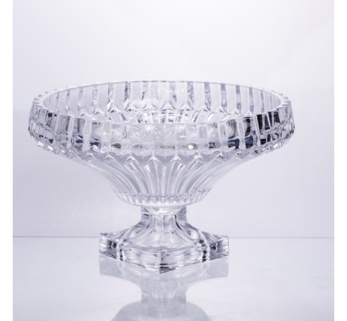 Фруктовниця із товстого скла 29 см на квадратній ніжці