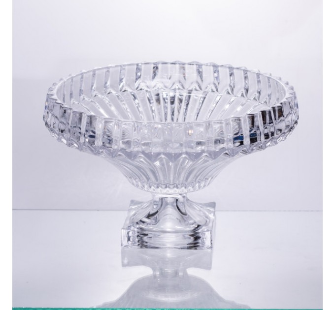 Фруктовниця із товстого скла 29 см на квадратній ніжці