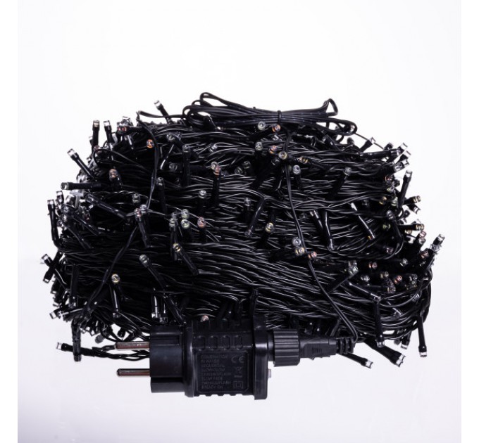 Гирлянда Нить уличная 1000 LED 100 м на солнечной батарее черная, синий