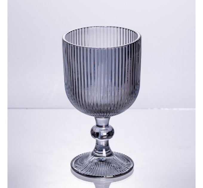 Набір келихів для вина 6 штук по 300 мл рельєфних, сірий