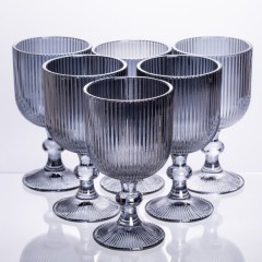 Набір келихів для вина 6 штук по 300 мл рельєфних, сірий