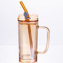 Чашка скляна Essentials 280 мл з кришкою та трубочкою