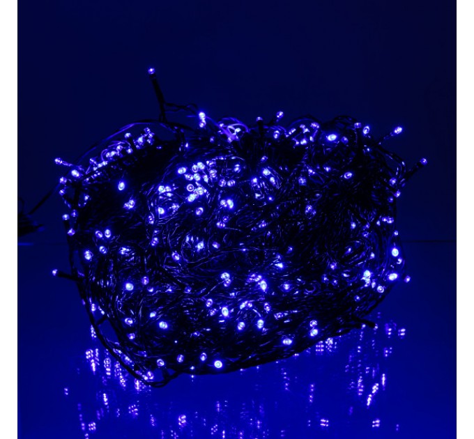 Гірлянда Нитка вулична 1000 LED 100 м чорна, синій