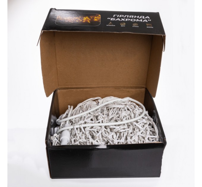 Гірлянда Бахрома вулична 600 LED 36 м від мережі біла нитка, синій