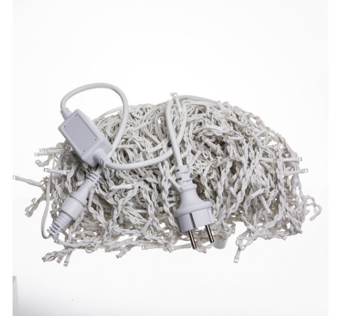 Гірлянда Бахрома вулична 600 LED 36 м від мережі біла нитка, синій