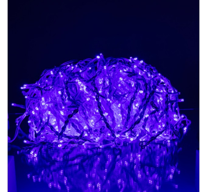 Гірлянда Бахрома вулична 600 LED 36 м від мережі біла нитка, синій