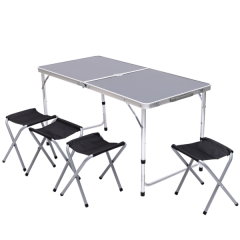 Стіл для пікніка розкладний зі стільцями 120*60*70/61/54 см, чорний