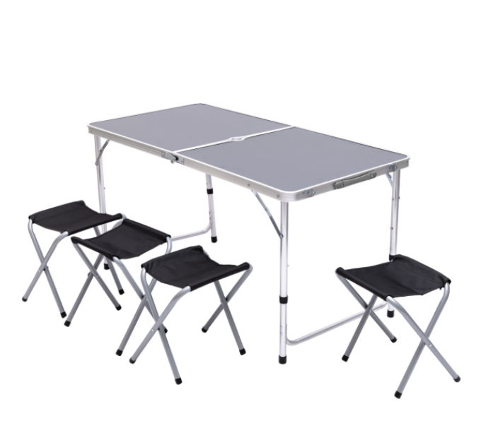 Стіл для пікніка розкладний зі стільцями 120*60*70/61/54 см, чорний