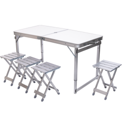 Набір меблів для пікніка посилений стіл та 4 стільці 120*70*75/65/55 см, білий