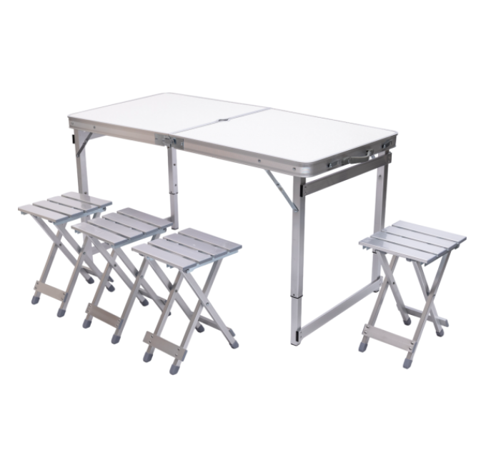 Набір меблів для пікніка посилений стіл та 4 стільці 120*70*75/65/55 см, білий