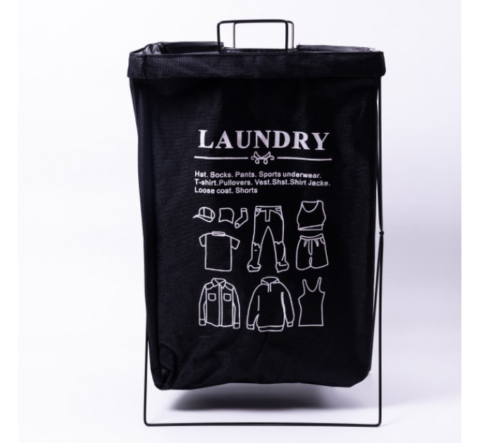 Кошик для білизни з алюмінієвим каркасом 36*32*52 см, чорний