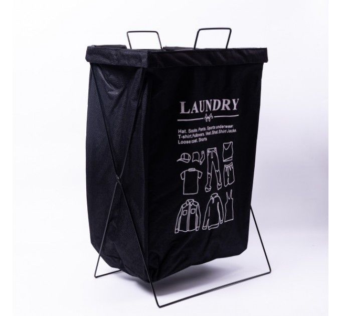 Кошик для білизни з алюмінієвим каркасом 36*32*52 см, чорний