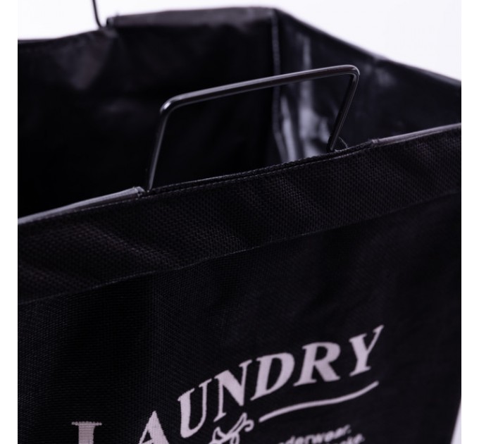 Кошик для білизни з алюмінієвим каркасом 36*32*52 см, чорний