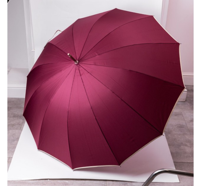 Зонт-трость полуавтомат сложный 120 см, красный