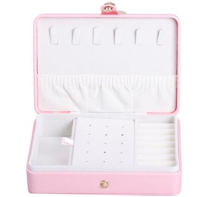 Скринька-органайзер для прикрас на кнопці 16х11х4,7 см, рожевий