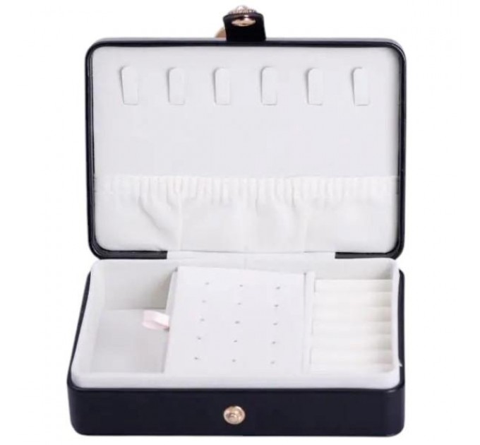 Ящик-органайзер для украшений на кнопке 16х11х4,7 см, черный