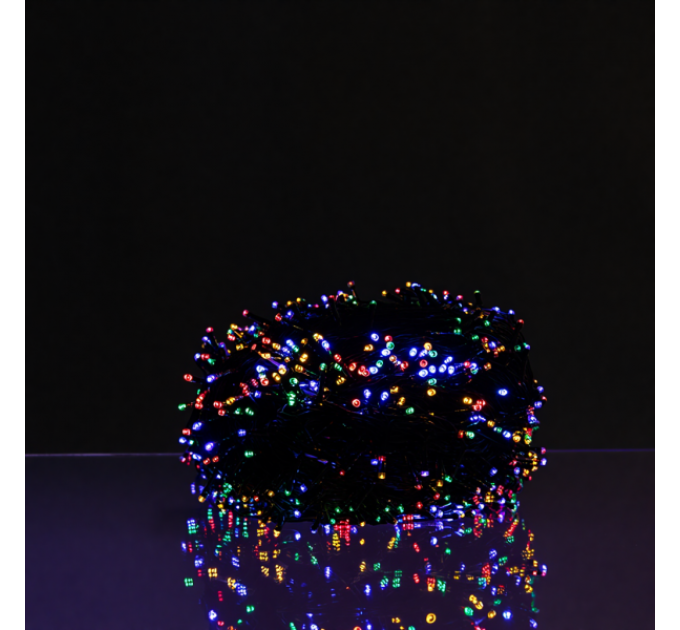 Гирлянда Нить уличная 300 LED 30 м на солнечной батарее черная, мультиколор