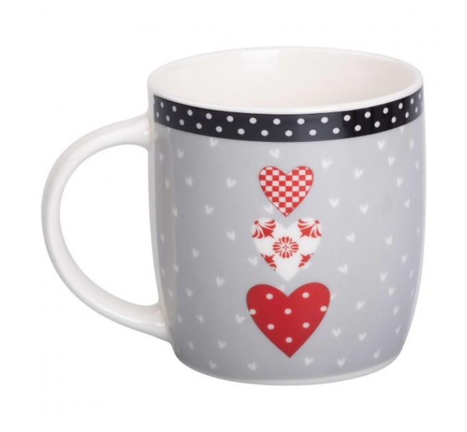 Чашка керамическая I love you 400 мл серый с красным
