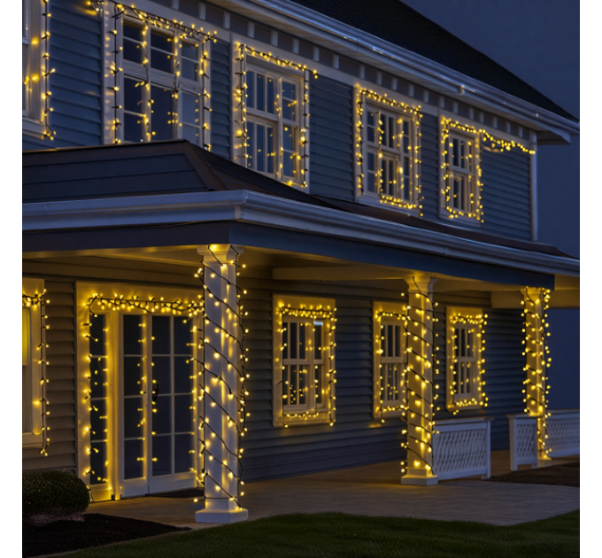 Гірлянда Нитка вулична 500 LED 50 м чорна, жовтий