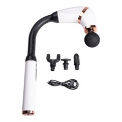 Перкусійний масажер Fascial Gun Massage 4 насадки, білий