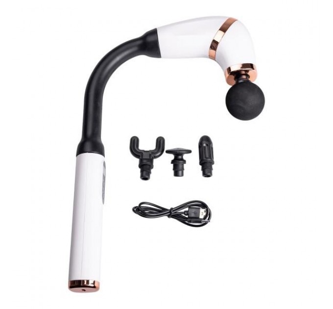 Перкусійний масажер Fascial Gun Massage 4 насадки, білий