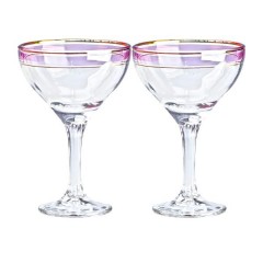 Набір келихів для коктейлів фігурних на високій ніжці 2 штуки по 290 мл, рожевий