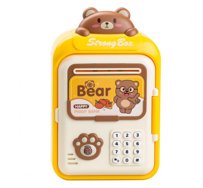 Копилка-сейф детская Bear с кодовым замком и отпечатком пальца, желтый