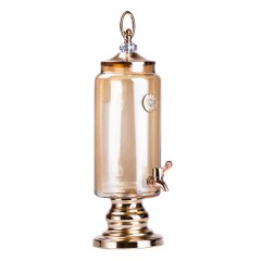 Лимонадниця скляна 2 л із товстого скла на металевій ніжці, коричневий