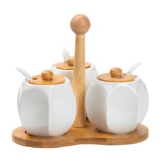 Набір баночок для сипучих продуктів 3 штуки по 200 мл з ложками, білий