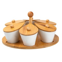 Набір баночок для сипучих продуктів 6 штук на бамбуковій підставці