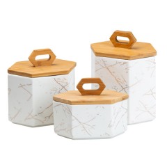 Набір банок для сипучих продуктів 3 штуки з бамбуковою кришкою