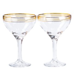 Набір келихів для коктейлів фігурних на високій ніжці 2 штуки по 290 мл, жовтий