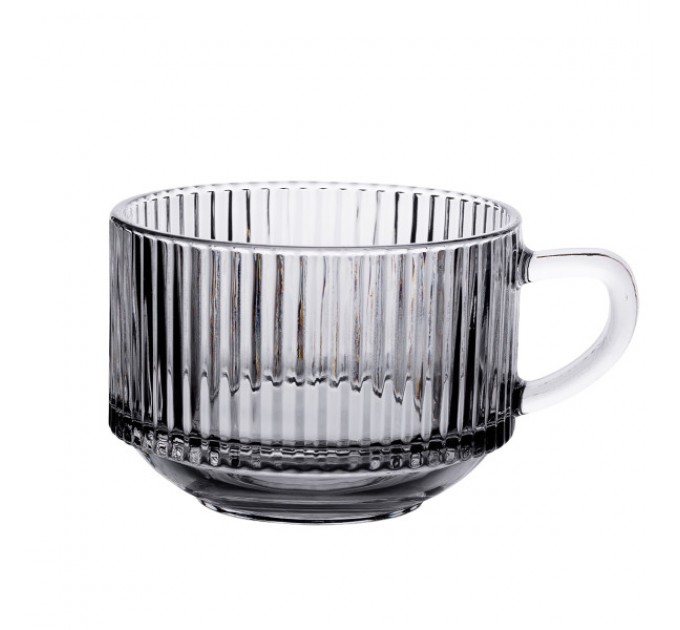 Набір чашок скляних 6 штук по 270 мл, ribbed