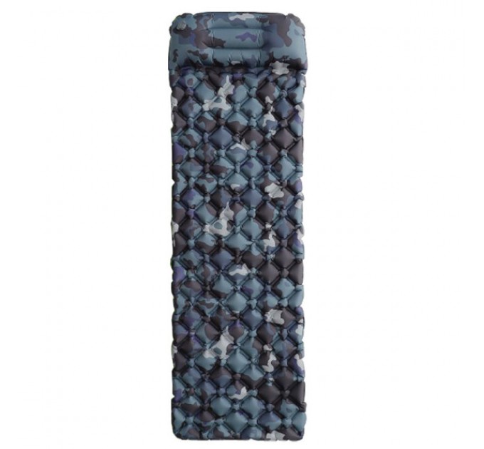 Надувной матрас с TPU 190*55*3 см с подушкой, камуфляж.