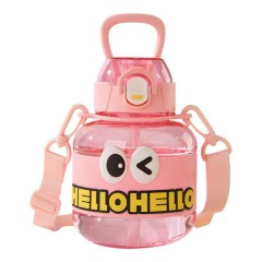 Дитяча пляшка для води HELLO-HELLO 680 мл з ремінцем, рожевий