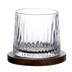 Склянка-дзига для віскі 300 мл з бамбуковою підставкою, glacier