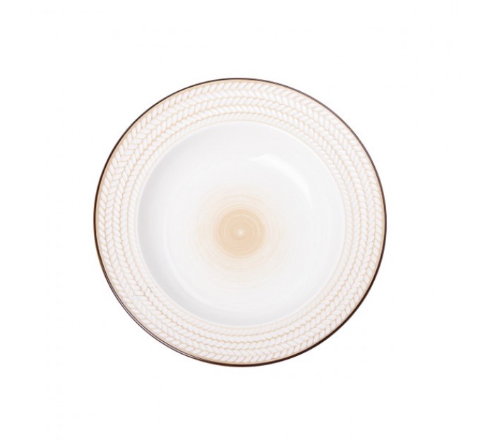 Тарілка супова керамічна 23,5 см в стилі ретро, білий