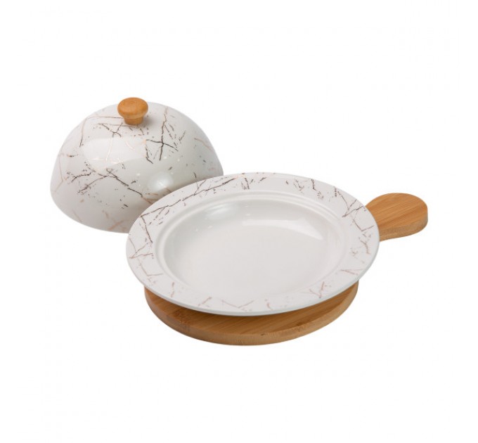 Маслянка порцелянова 25*18,5*9 см із кришкою та дощечкою