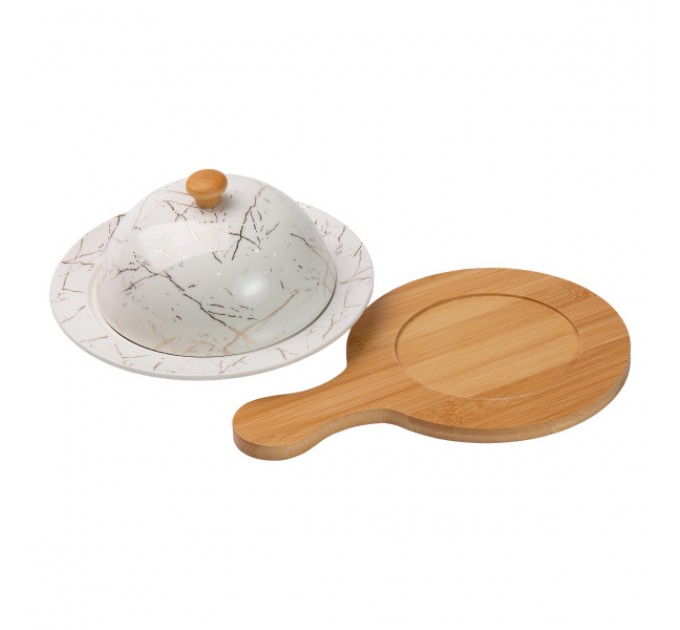 Маслянка порцелянова 25*18,5*9 см із кришкою та дощечкою