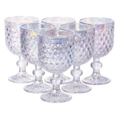 Набір келихів для вина 6 штук по 220 мл рельєфні, rainbow Набір келихів для вина 6 штук по 220 мл рельєфні, rainbow