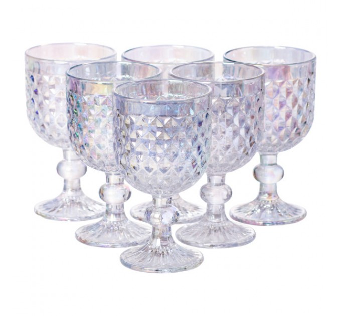 Набір келихів для вина 6 штук по 220 мл рельєфні, rainbow