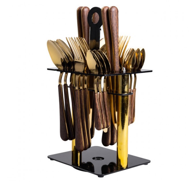 Набор столовых приборов 24 предмета на 6 персон, золото