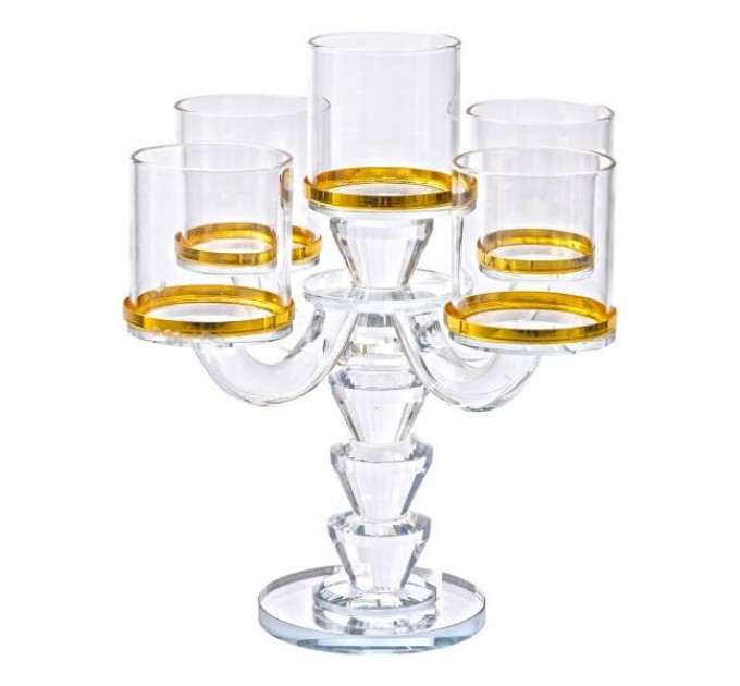 Підсвічник канделябр YIMI скляний на 5 свічок 23 см
