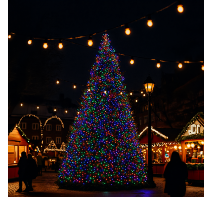 Гірлянда Нитка вулична 1000 LED 100 м чорна, мультиколор