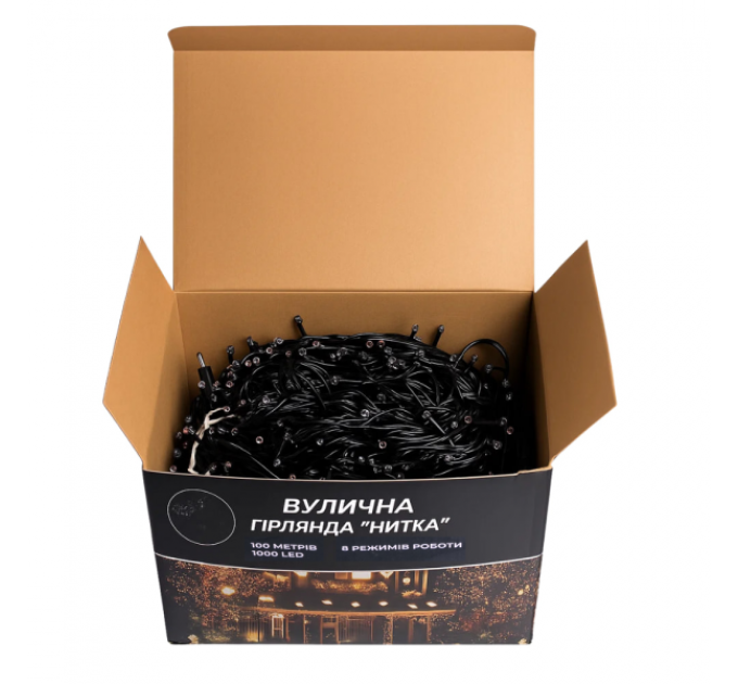 Гірлянда Нитка вулична 1000 LED 100 м чорна, мультиколор